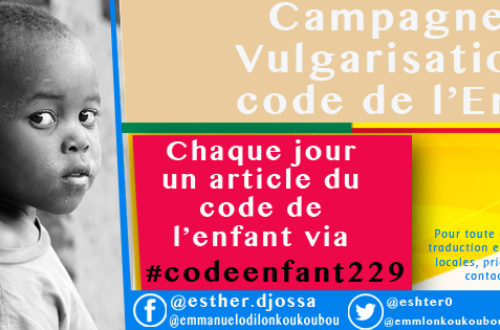 Article : #codeenfant229 : une campagne pour vulgariser le code de l’enfant au Bénin